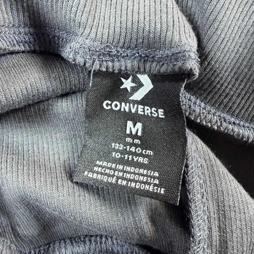 Converse Girls Ribbed Knit Wide Leg Pants Gray High Rise Fold Over Waist M 10-11
